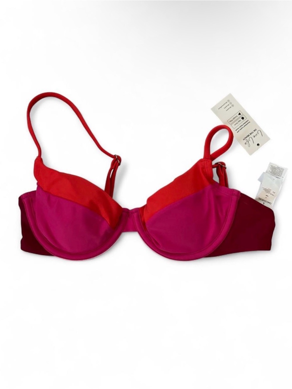 Cupshe BN Women’s Colorblock Underwire Bikini Top - Red & Magenta